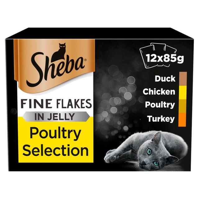 Sheba Fine Flakes Poultry In Jelly Pouches 12 X85g