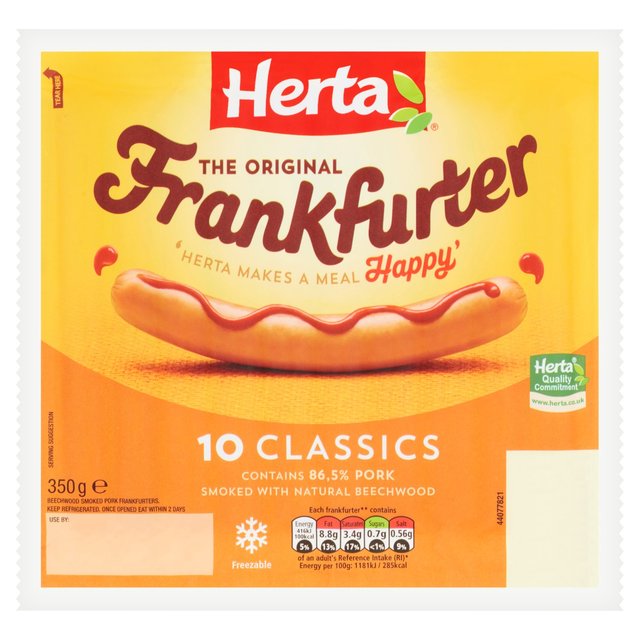 Herta Classic Frankfurter Hot Dogs 10 Pack 350G