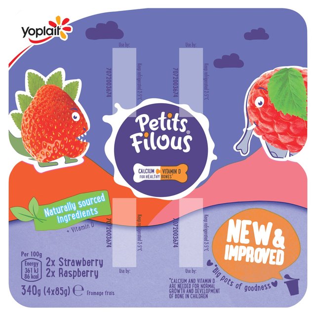 Petits Filous Strawberry Raspberry Fromage Frais 4 X85g
