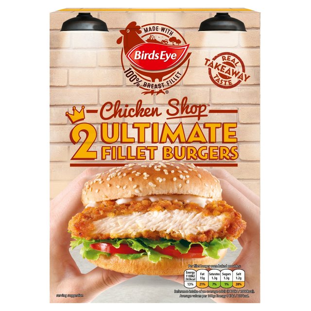 Birds Eye 2 Ulmte Chicken Shop Fillets Burger 227G