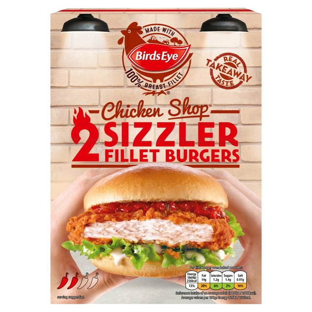 Birds Eye 2 Chicken Shop Sizzler Fillets Burger 227G