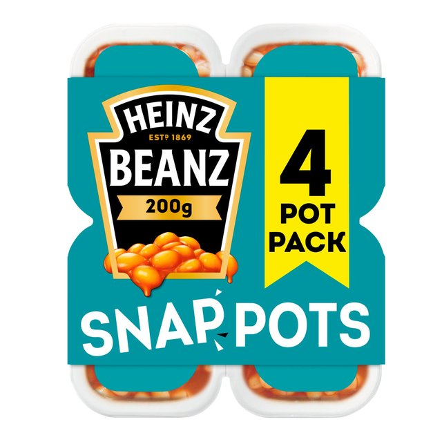Heinz Baked Beans Snap Pots In Tomato Sauce 4 X200g