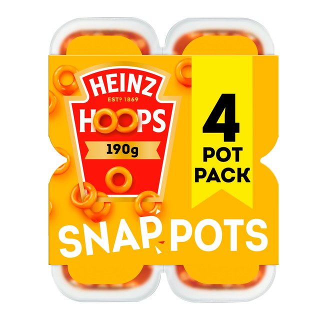 Heinz Spaghetti Hoops Snap Pots In Tomato Sauce 4 X190g