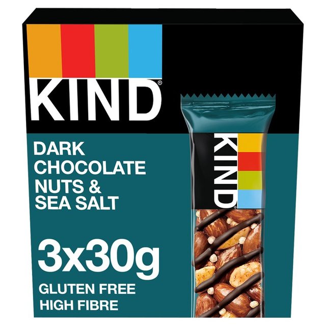 Kind Dark Chocolate Nuts And Sea Salt Bars 3 X 30G