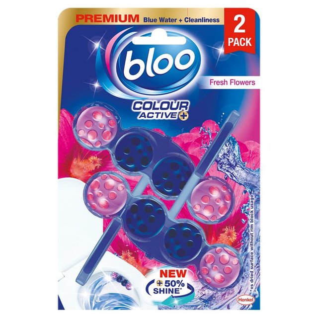 Bloo Blue Activ Fresh Flowers Rim Block 2X50g