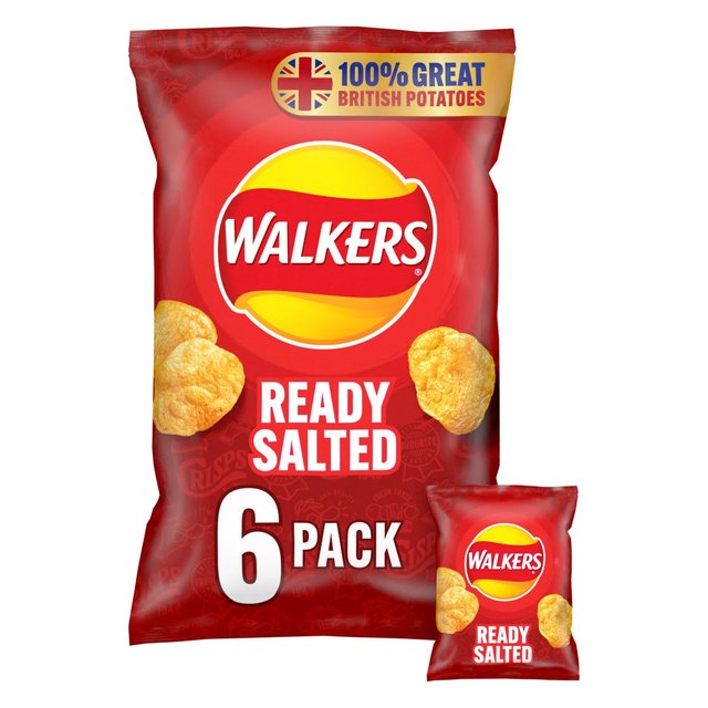 Walkers Ready Salted Crisps 6 X 25 G