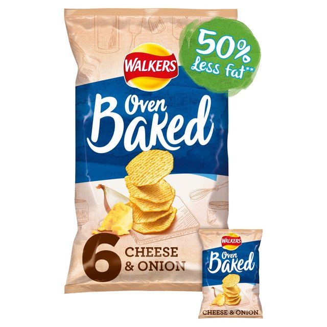 Walkers Baked Cheese & Onion Crisps 6 X 25 G