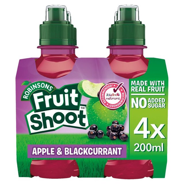 Robinsons Fruit Shoots Blackcurrant And Apple No Added Sugar 4X200ml