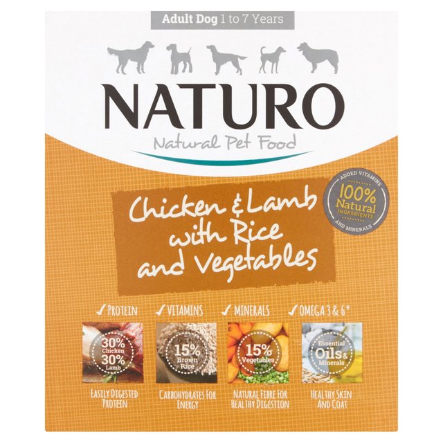Naturo Adult Chicken Lamb Rice Vegetable Dog Food Tray 400G