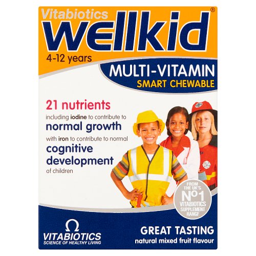 Wellkid Multi Vitamins Mixed Fruit Flavoured Chewable Tablets 30S