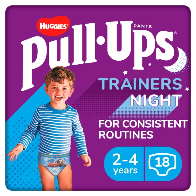 Huggies Pull Ups Blue Training Pants 2-4 Years Night 18 Pack