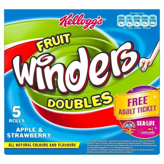Kellogg's Fruit Winders Double Apple And Strawberry 5X17g