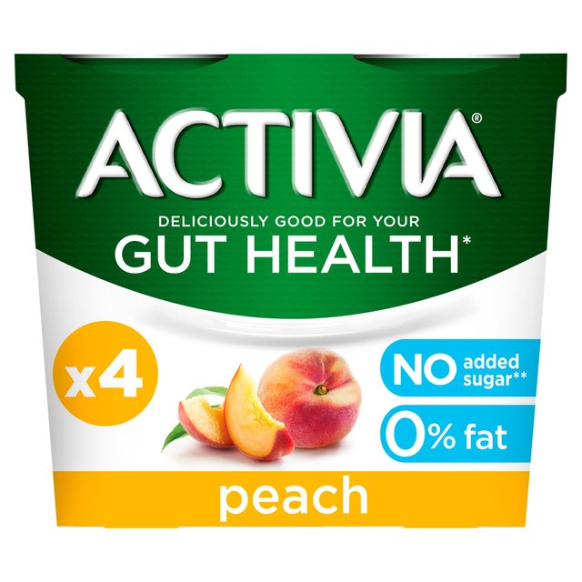 Activia Peach No Added Sugar Yoghurt 4X115g