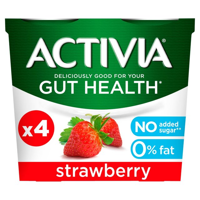 Activia Strawberry No Added Sugar Yoghurt 4 X 115G
