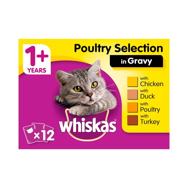 Whiskas 1+ Gravy Poultry Cat Food Pouches 12 X100g