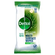 Dettol Tru Clean Biodegradable Antibacterial Wipes 50S
