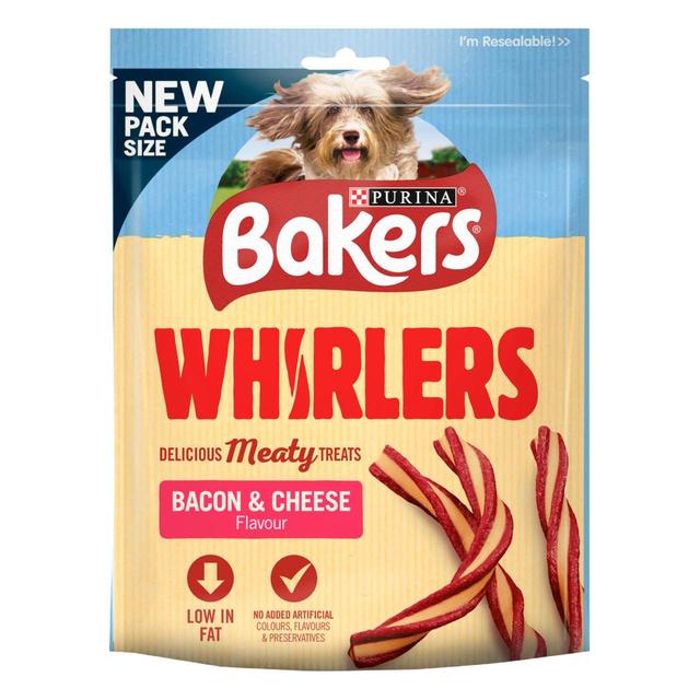 Bakers Whirlers Dog Treats Bacon & Cheese 130G