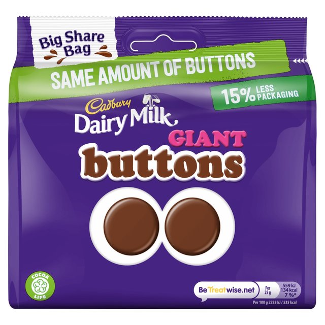Cadbury Milk Chocolate Giant Buttons Share Bag 240G