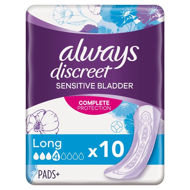 Always Discreet Long Incont Pads 10 Pack