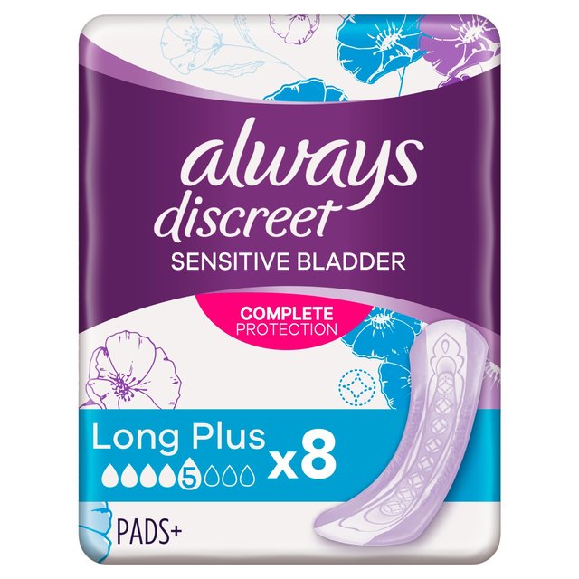 Always Discreet Long Plus Incont Pads 8 Pack