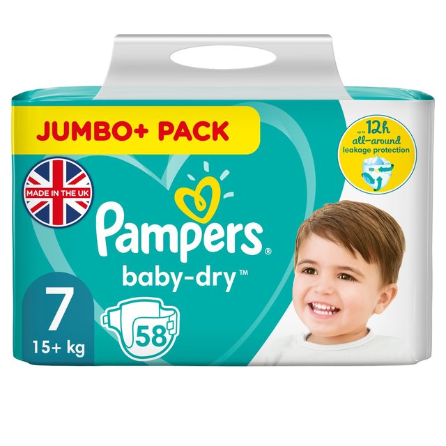 Pampers Baby Dry Size 7 Jumbo+ Pack 58 Nappies