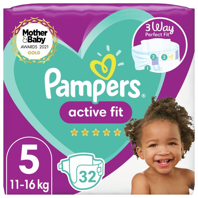 Pampers Active Fit Size 5 32 Nappies Essential Pack