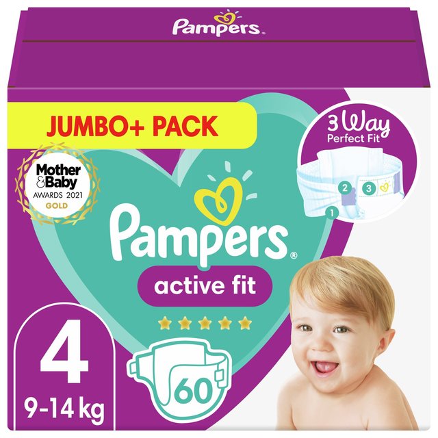 Pampers Active Fit Size 4 60 Nappies Jumbo+ Pack