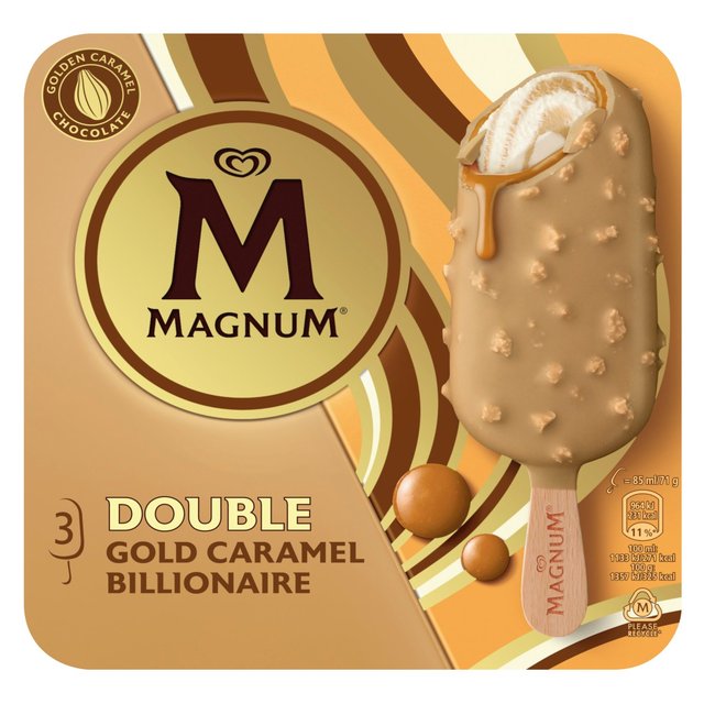 Magnum Double Gold Caramel Blnaire Ice Cream 3 Pack 255Ml