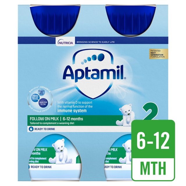 Aptamil 2 Follow On Milk Multipack 4X200ml Ready To Feed Liquid