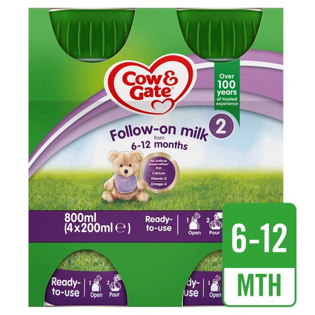 Cow And Gate 2 Follow On Milk Multipack 4X200ml Ready To Feed Liquid